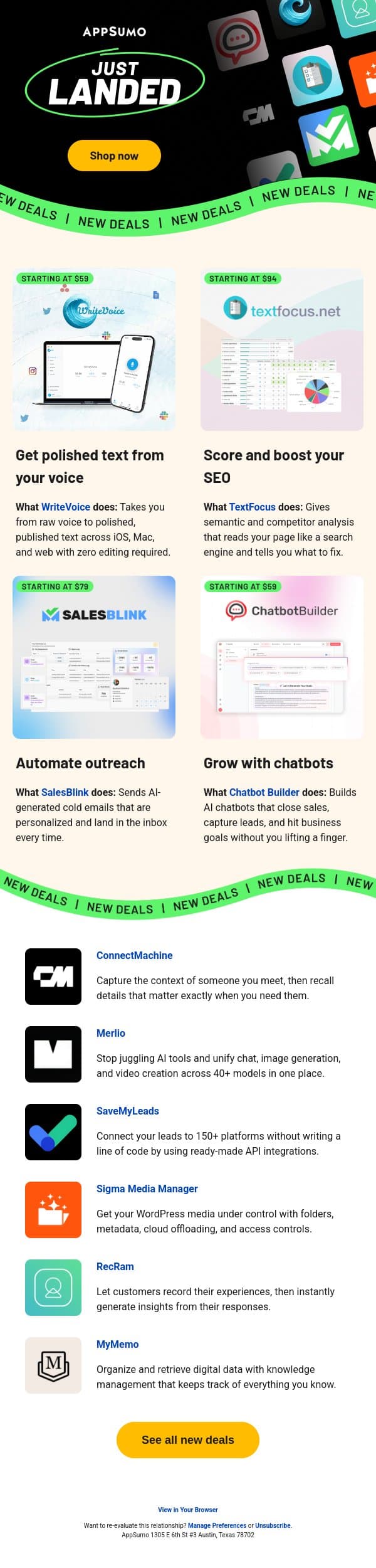 Ten out of ten email from AppSumo screenshot
