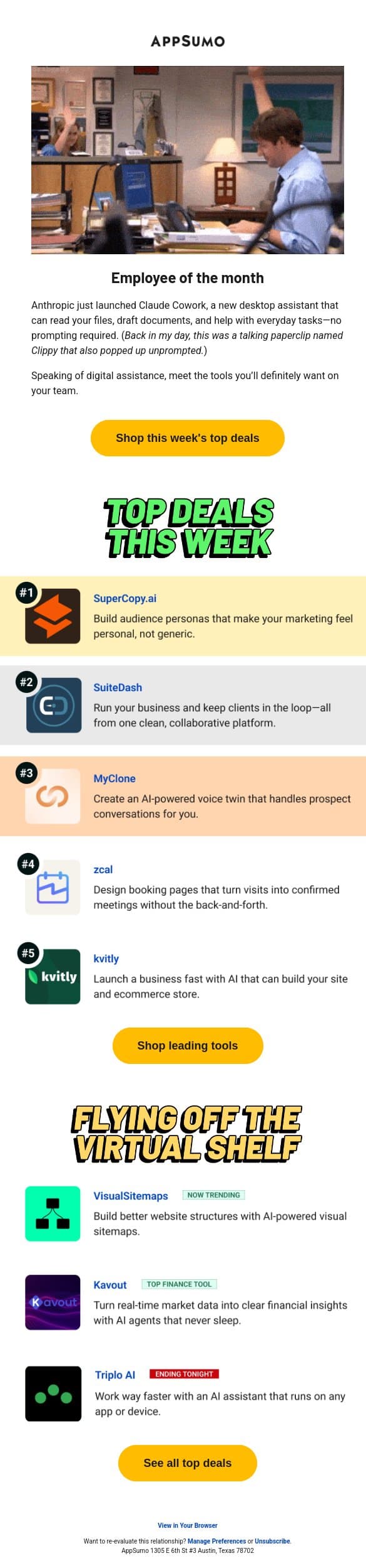 In with the assist email from AppSumo screenshot