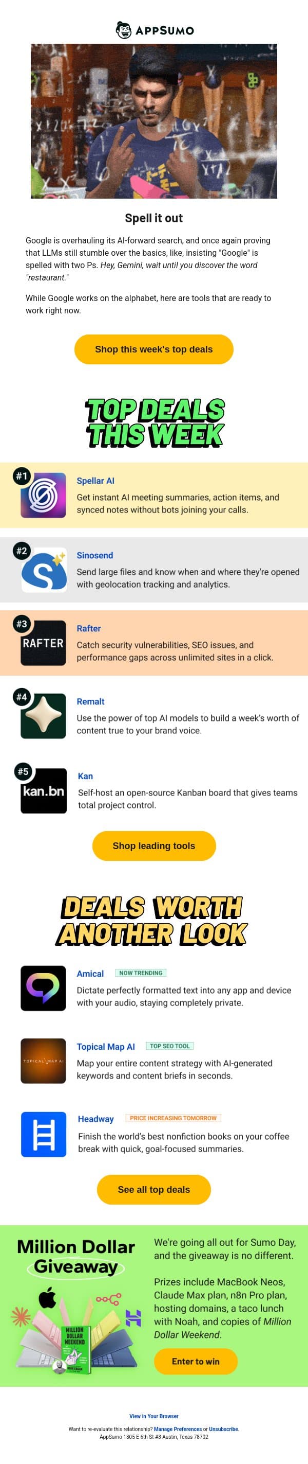 This week's picks email from AppSumo screenshot