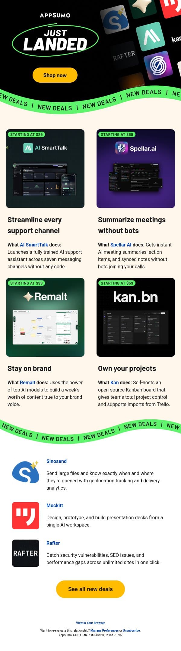 Yes, you Kan email from AppSumo screenshot