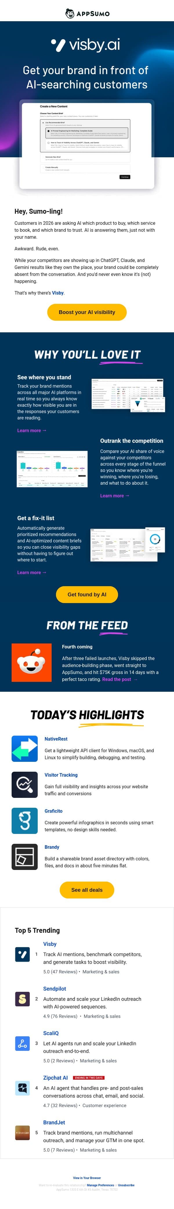 Mind the search gap email from AppSumo screenshot