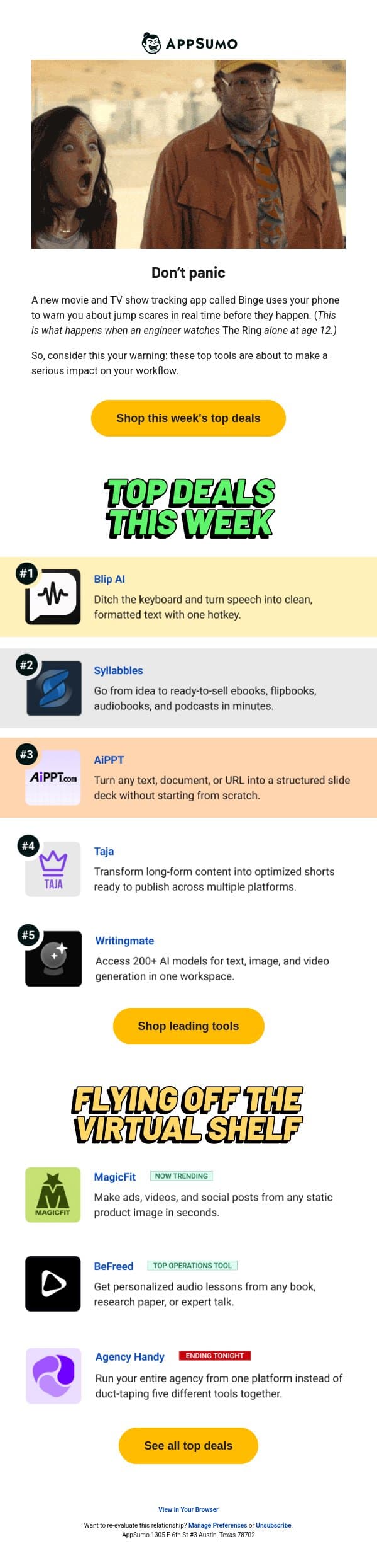 Spoiler alert email from AppSumo screenshot