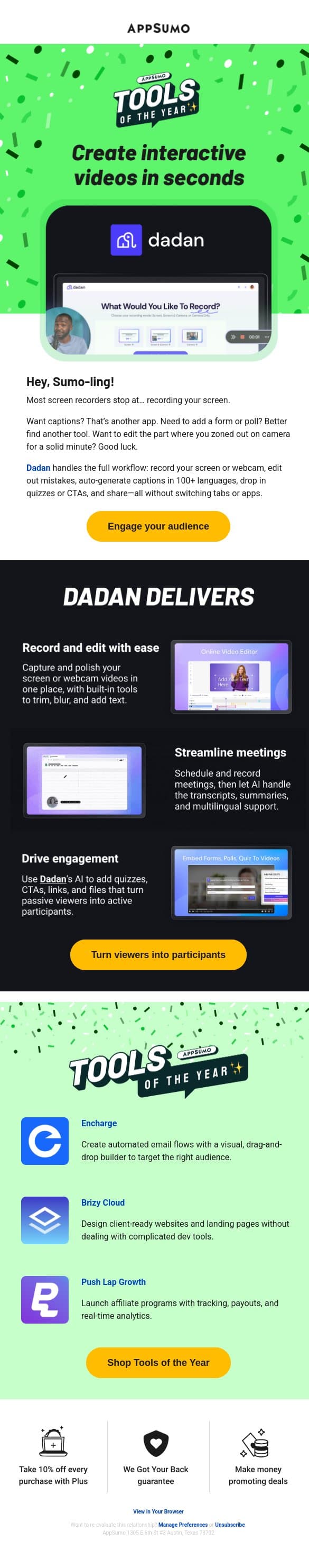 Reel talk email from AppSumo screenshot