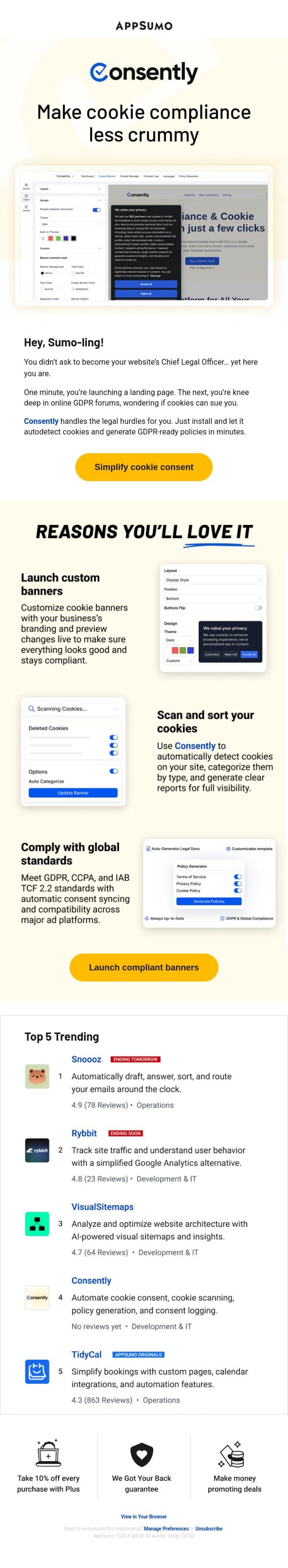 One tough cookie email from AppSumo screenshot