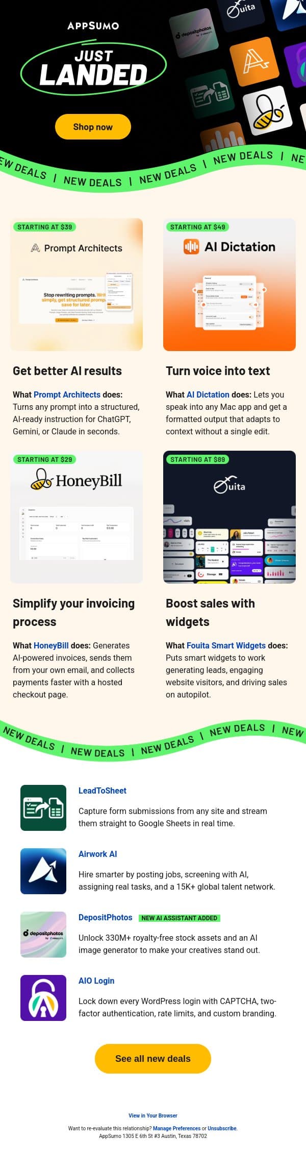 Power up your week email from AppSumo screenshot