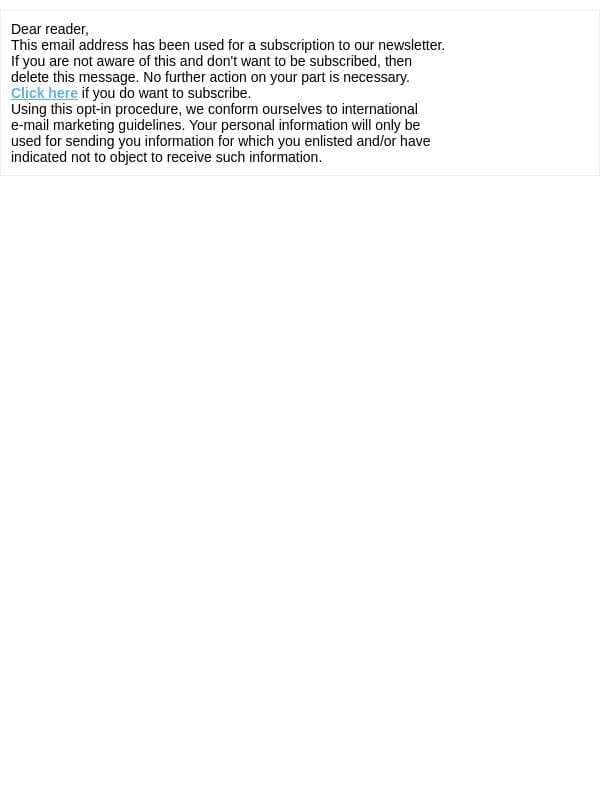Newsletter subscription email from Aqara screenshot