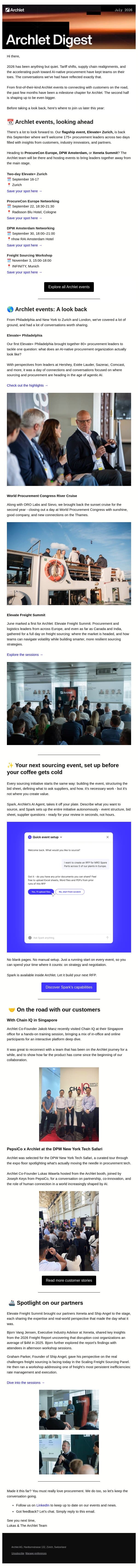 [Archlet Digest] Standout moments in 2026 so far. email from Archlet screenshot