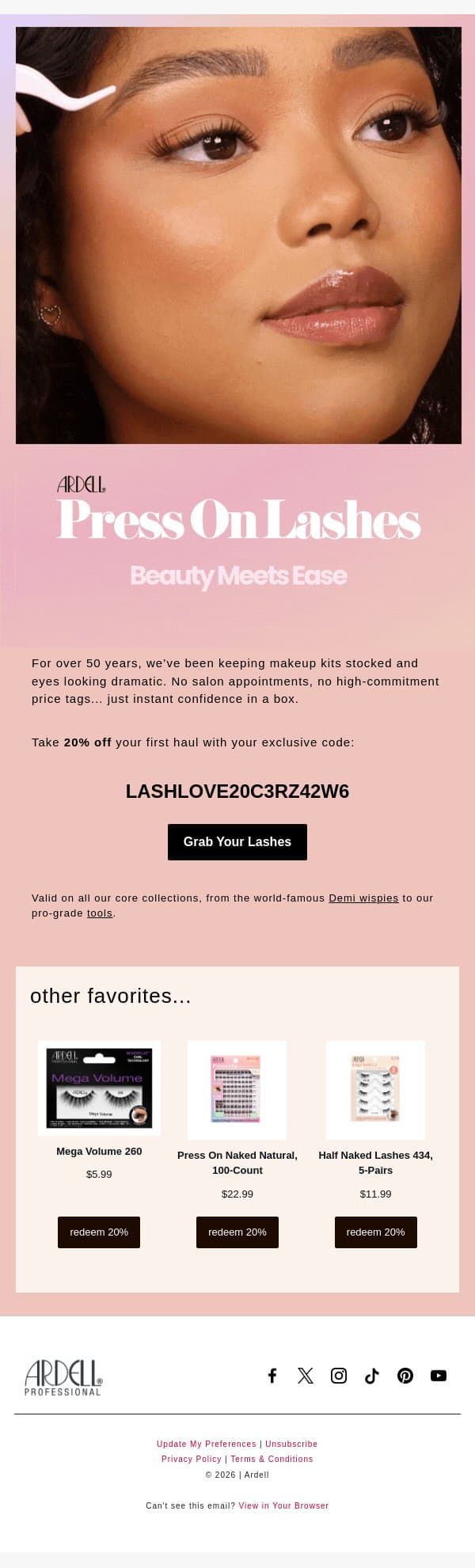 Don't buy full-price lashes 🤫 email from Ardell screenshot
