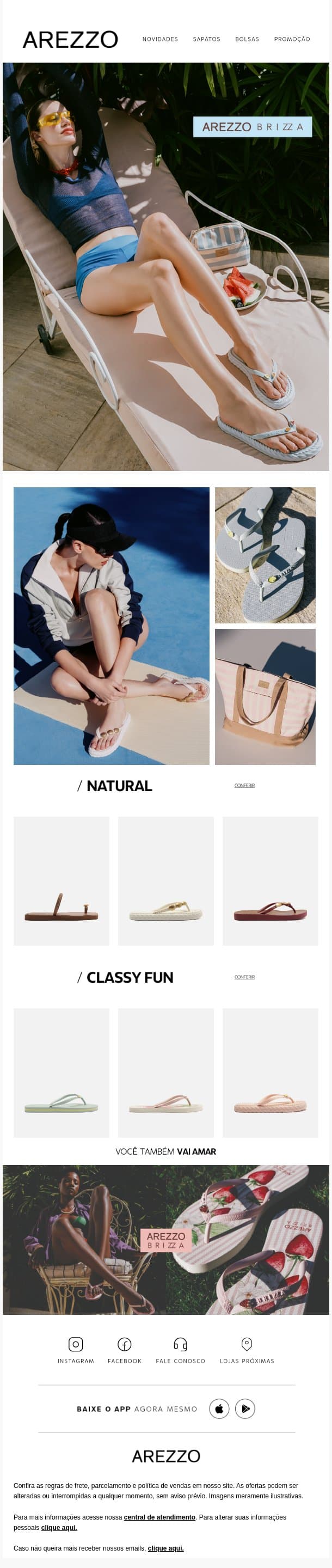 NOVIDADES AREZZO BRIZZA 🏖️ email from Arezzo screenshot