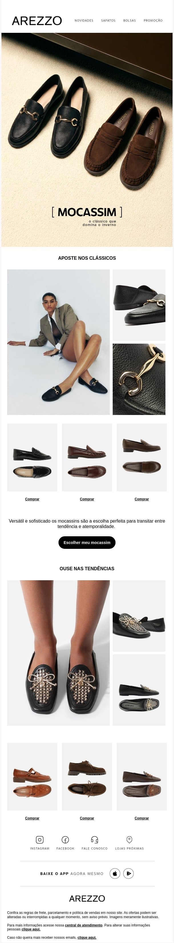 MOCASSIM: O FAVORITO DA ESTAÇÃO! email from Arezzo screenshot