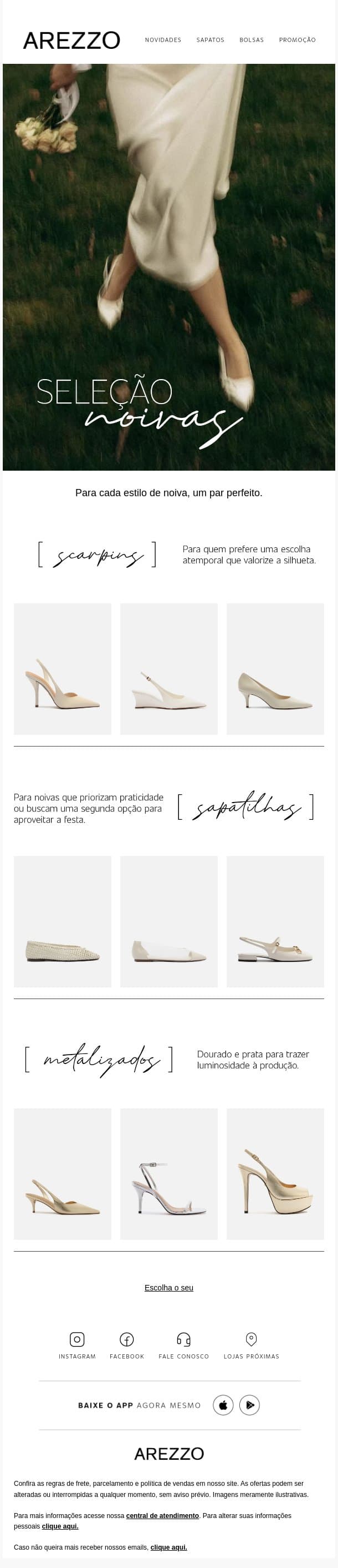 O PAR PERFEITO PARA O SEU SIM 🤍 email from Arezzo screenshot