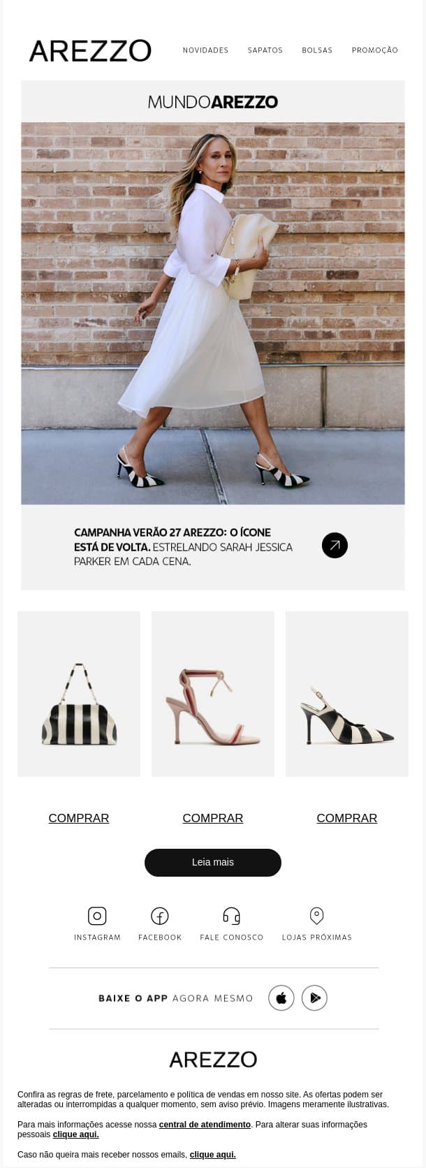 Descubra a campanha Verão '27 Arezzo email from Arezzo screenshot