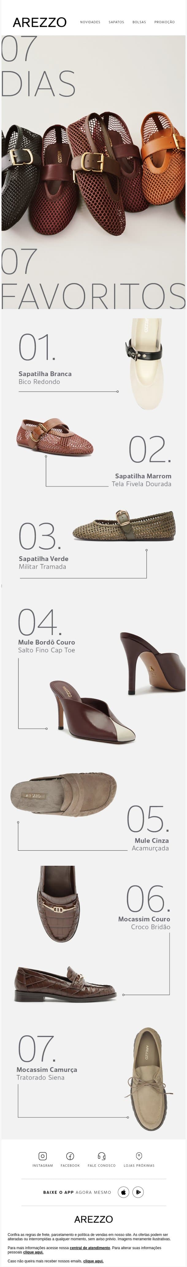 Um novo favorito a cada dia! email from Arezzo screenshot