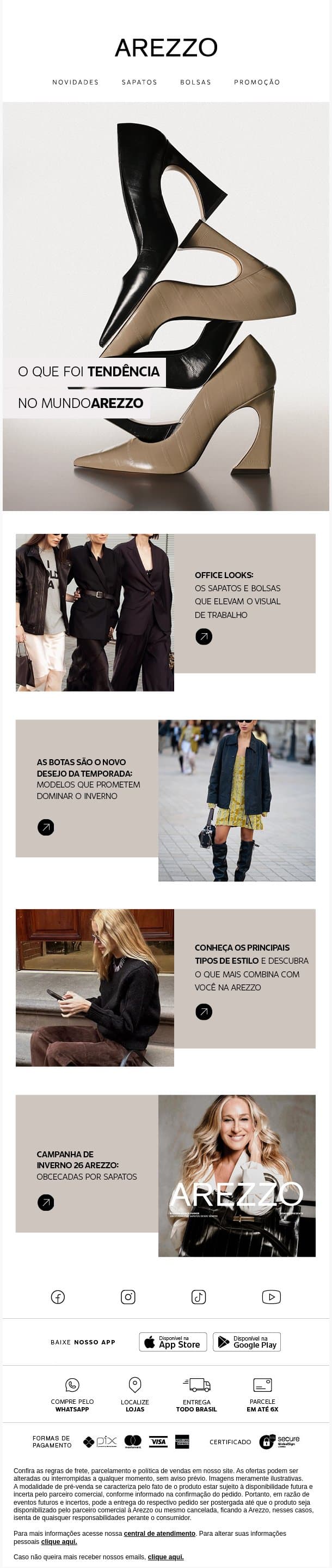 💫 O que foi tendência no mundo Arezzo email from Arezzo screenshot