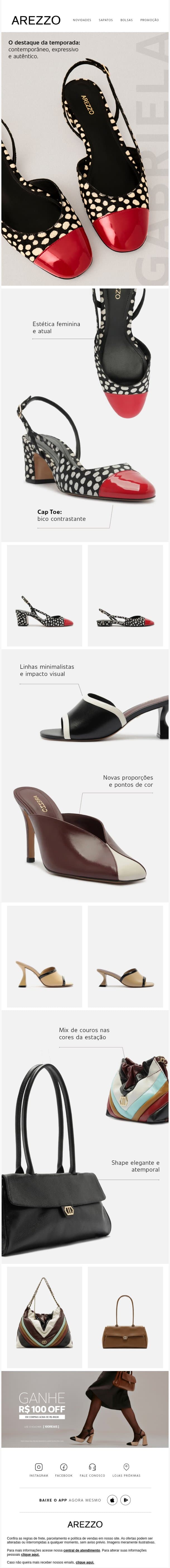 Para quem ama marcar presença... email from Arezzo screenshot