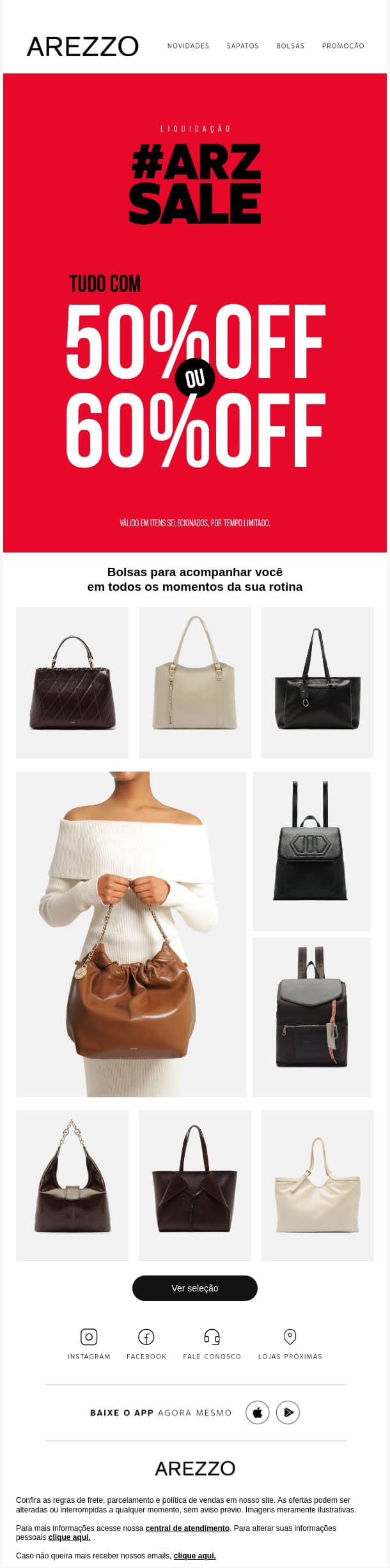 Bolsas a partir de 50% 👜 email from Arezzo screenshot