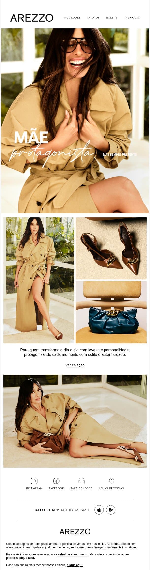 A campanha de Dia Das Mães chegou! 💐 email from Arezzo screenshot