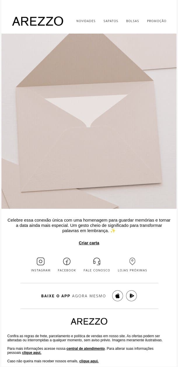 Cartas para o Dia das Mães 💌 email from Arezzo screenshot