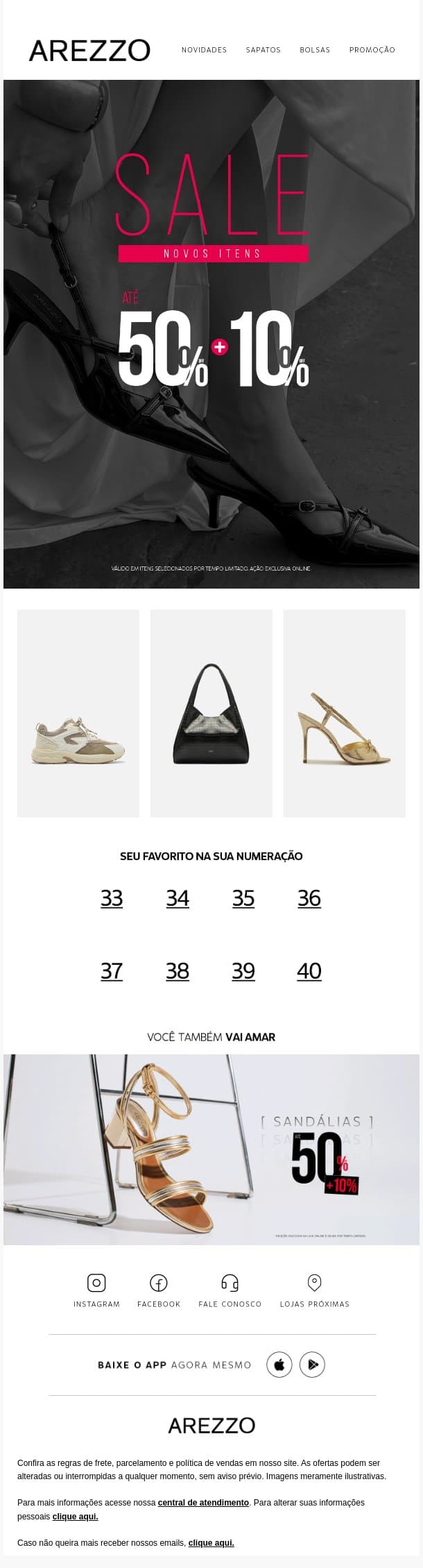 💥 +10 MIL NOVOS ITENS NA SALE! email from Arezzo screenshot