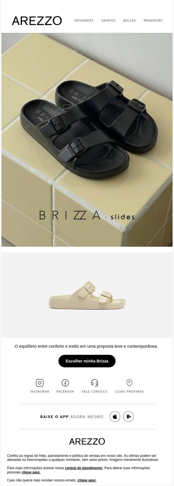 SUA BRIZZA FAVORITA! email from Arezzo screenshot