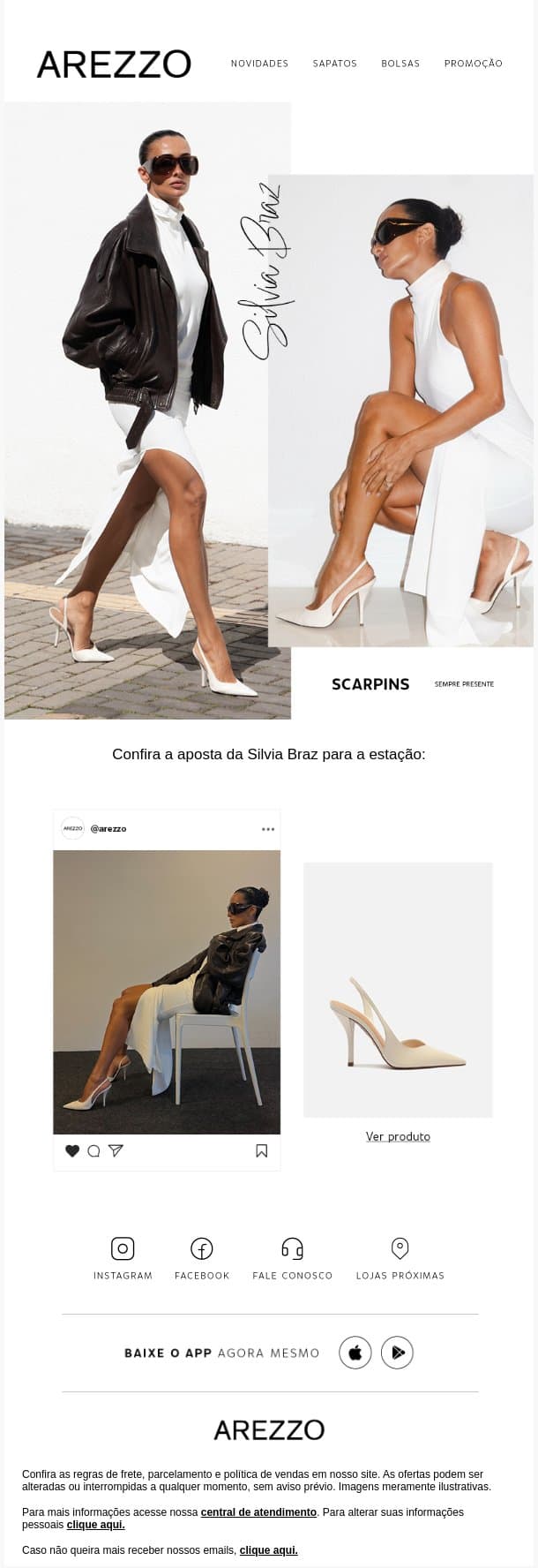 A escolha da Silvia Braz 🥰 email from Arezzo screenshot