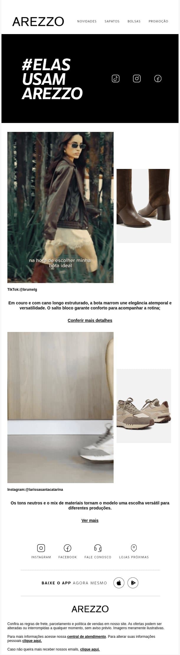 #ElasUsamArezzo: inspire-se nos looks da vez email from Arezzo screenshot