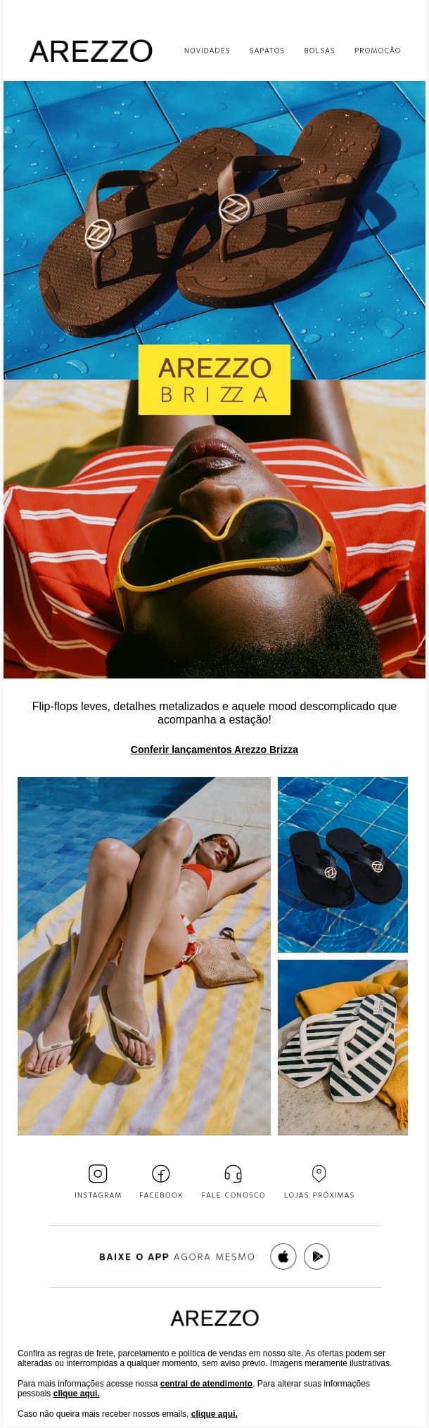 Novidades em Brizza 😍 email from Arezzo screenshot