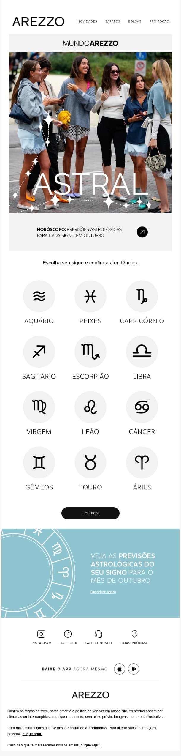 Horóscopo de Outubro 🔮 email from Arezzo screenshot