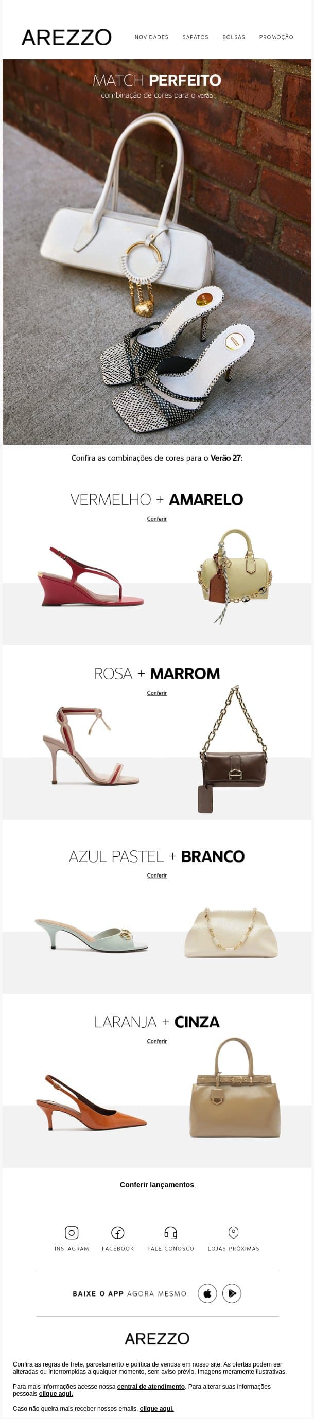 O match perfeito está aqui! 😍 email from Arezzo screenshot