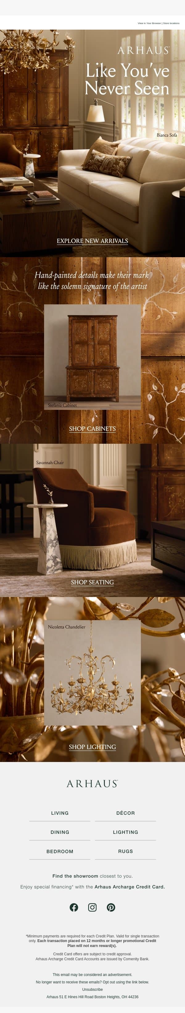 You Won’t Find These Anywhere Else email from Arhaus screenshot