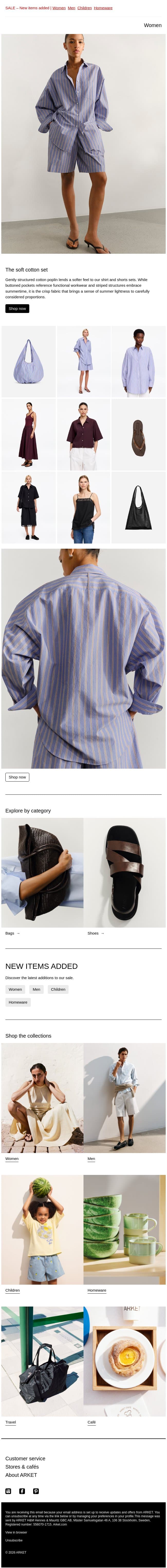 The soft cotton set email from Arket screenshot