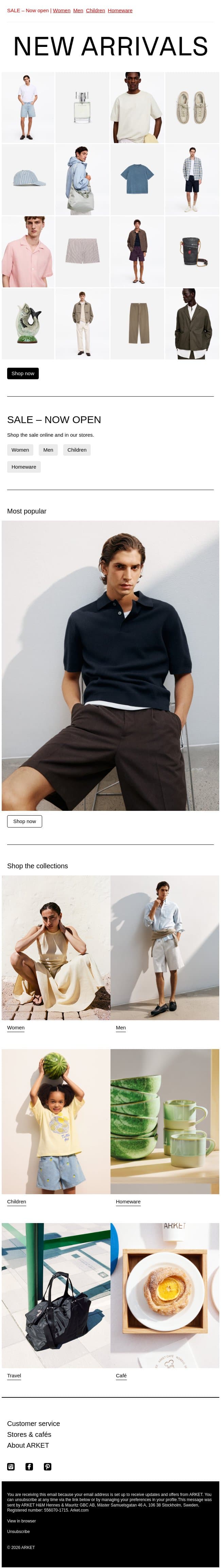 New in menswear email from Arket screenshot