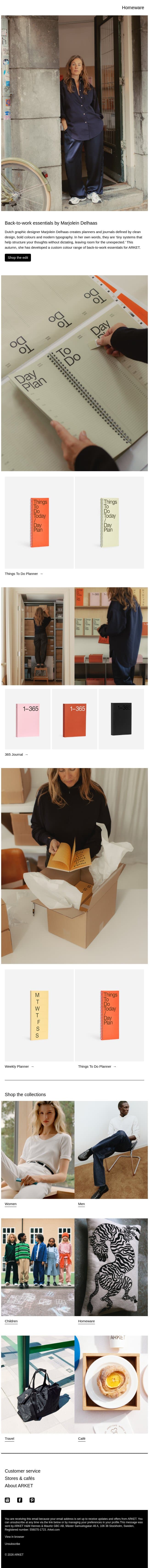 Back-to-work essentials by Marjolein Delhaas email from Arket screenshot