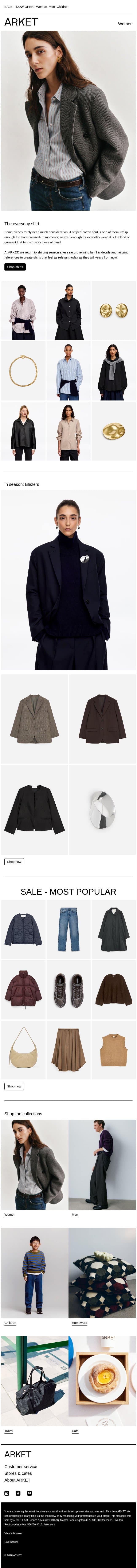 The everyday shirt email from Arket screenshot