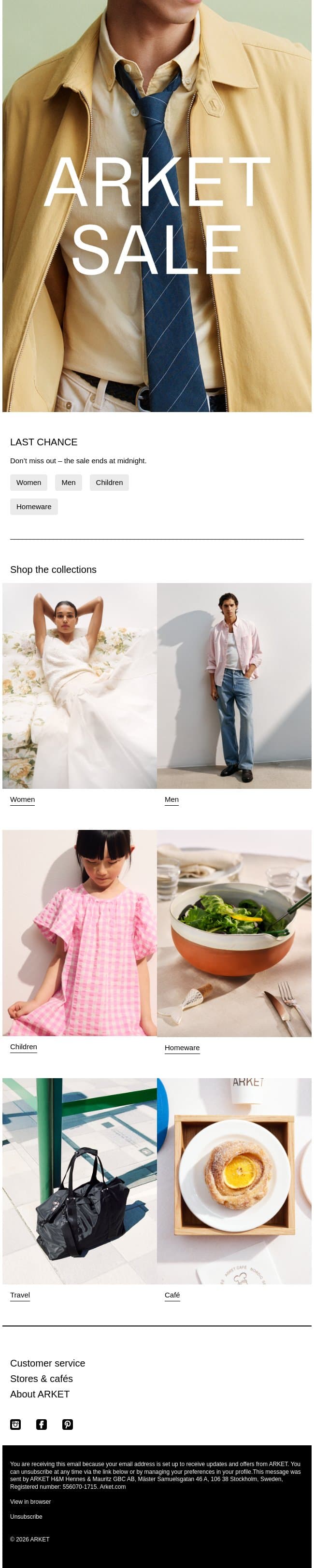 SALE – LAST CHANCE email from Arket screenshot