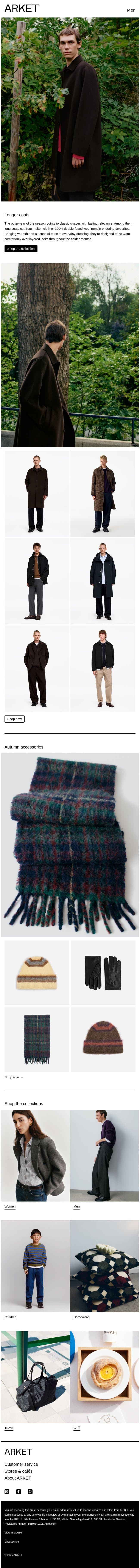 Longer coats email from Arket screenshot