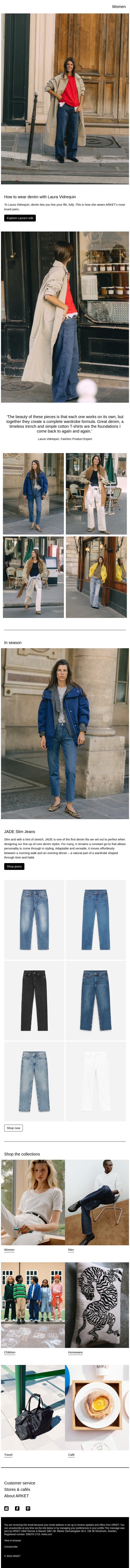 Laura Vidrequin's guide to denim email from Arket screenshot
