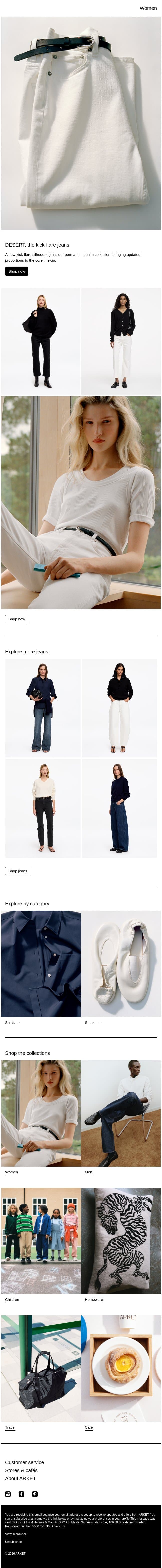 Introducing DESERT kick-flare jeans email from Arket screenshot
