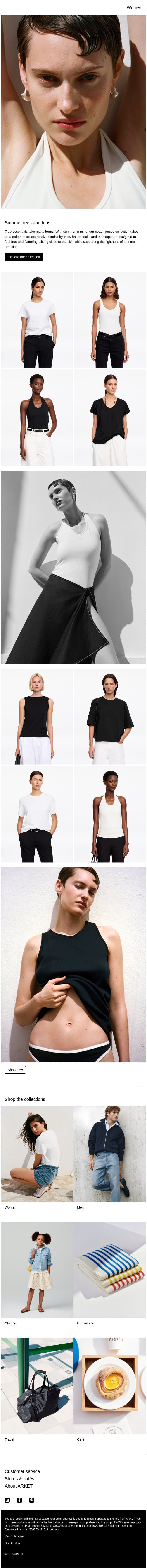 Summer tees and tops email from Arket screenshot
