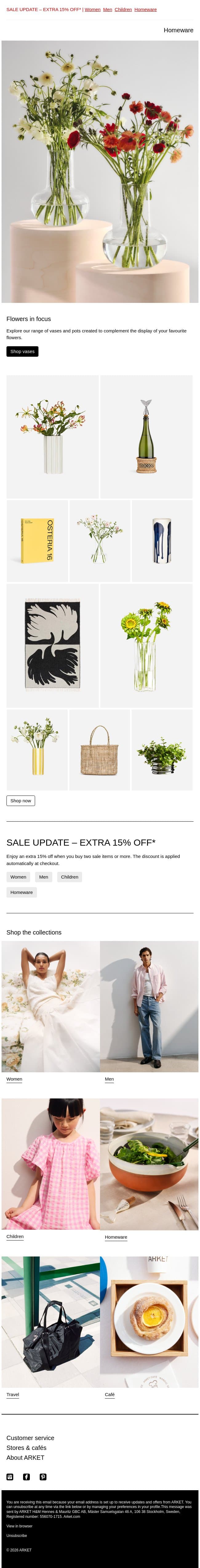 Flowers in focus email from Arket screenshot