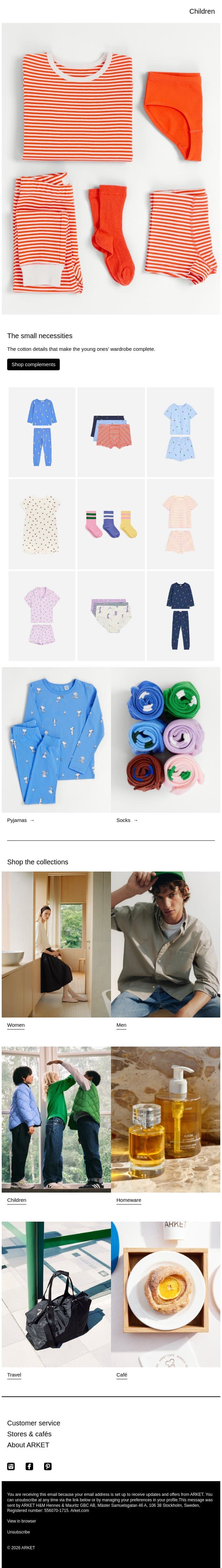 The small necessities email from Arket screenshot
