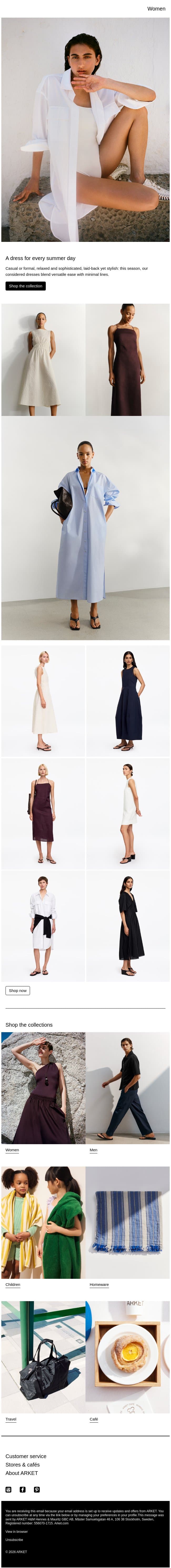 A dress for every summer day email from Arket screenshot