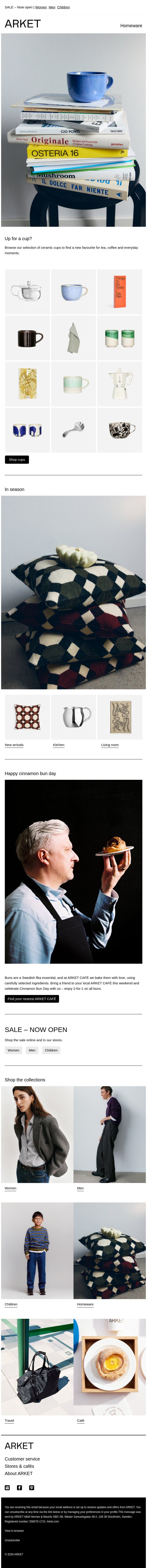 Up for a cup? email from Arket screenshot
