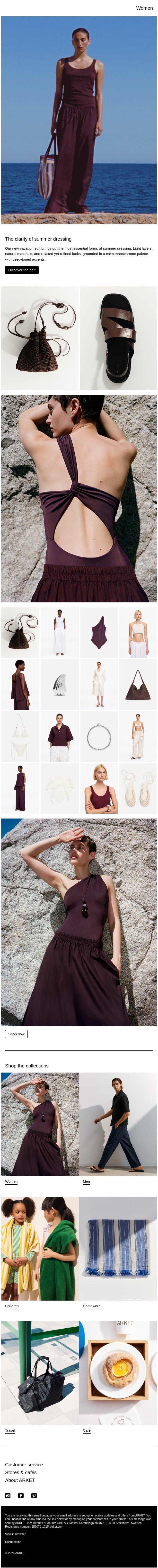 The clarity of summer dressing email from Arket screenshot