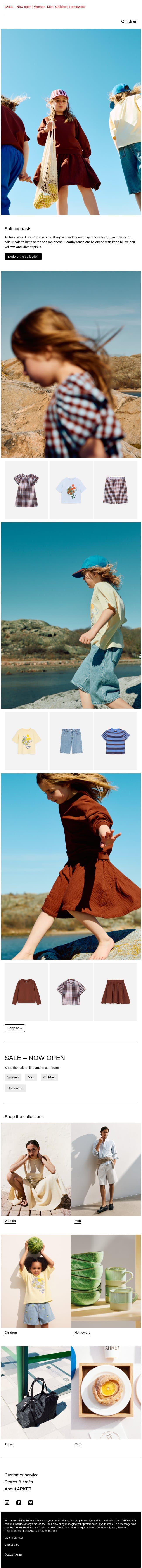 Summer colours meet muted earth tones email from Arket screenshot