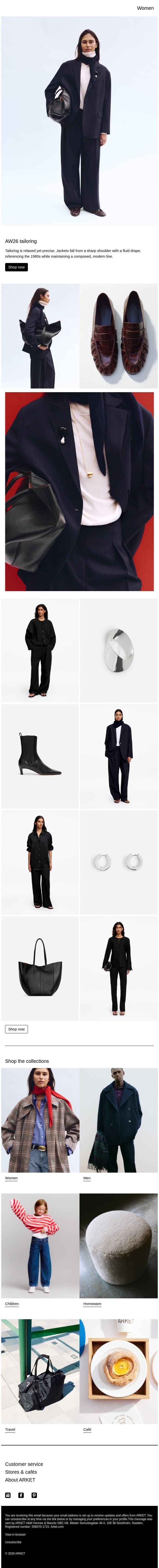 AW26 tailoring email from Arket screenshot