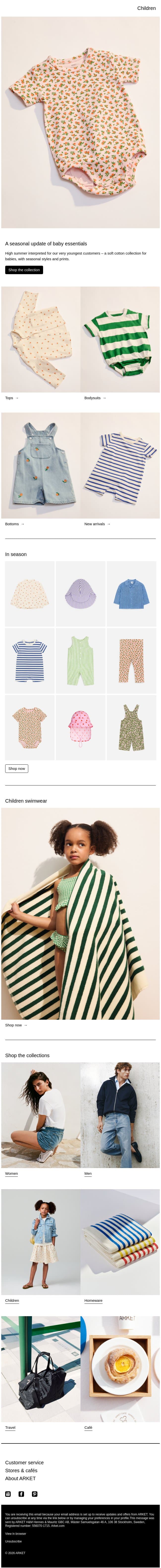 High summer for the very youngest email from Arket screenshot
