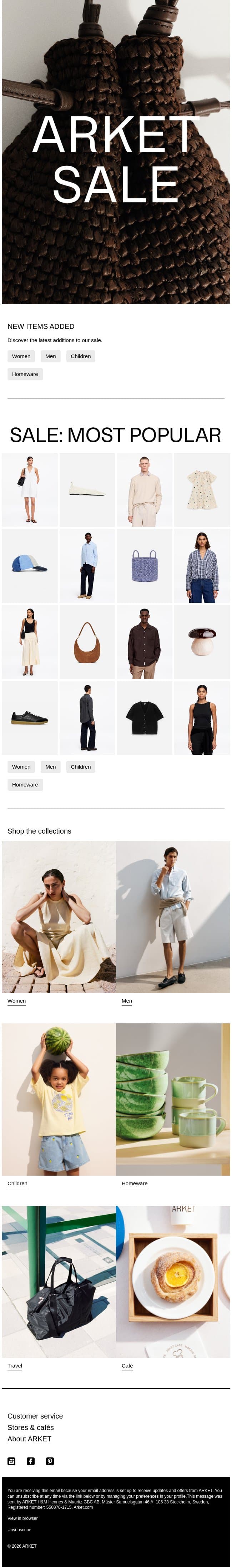 SALE – NEW ITEMS ADDED email from Arket screenshot