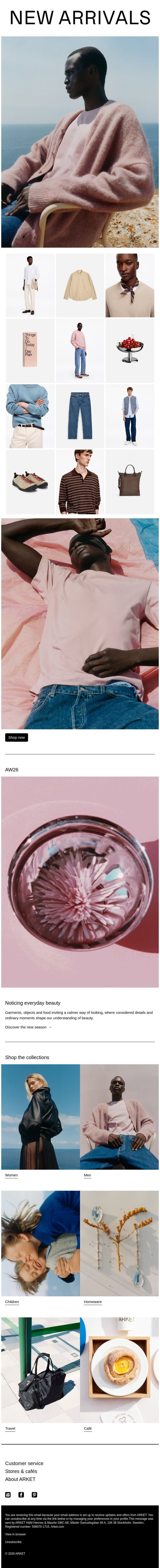 New arrivals email from Arket screenshot