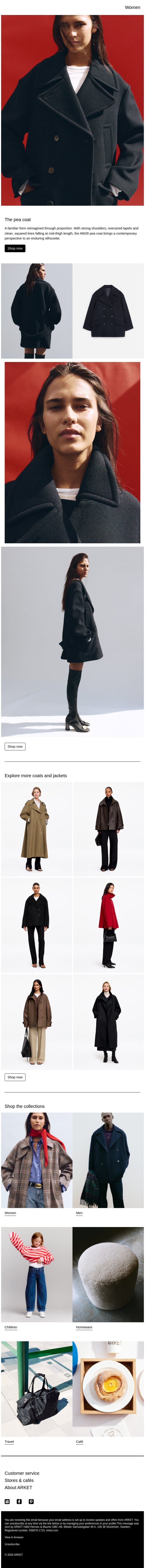 The pea coat email from Arket screenshot